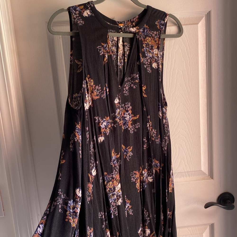 Free People S Tree Swing Tank Top Tunic Dress Sleeveless Keyhole Raven Black. - Picture 4 of 15